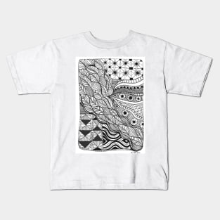 Abstract illustration black and white drawing pattern Kids T-Shirt